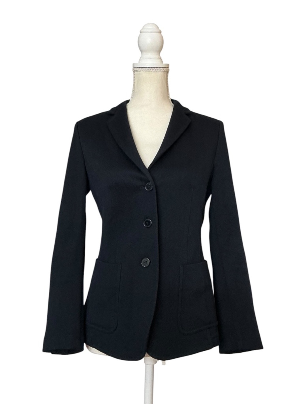 NVSCO Navy Blue Knit Blazer Women's GB 36 US 4 Fitted Career Jacket